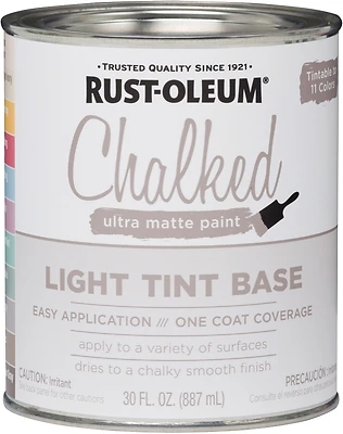 Rust-Oleum 287688 Chalked Ultra Matte Paint, Light Tint Base, 30 oz