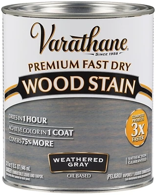 Varathane 269394 Fast Dry Interior Wood Stain, Oil-Based, Weathered Gray, 1 Qt.