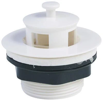 RV Pop-Up Bathtub Stopper, White Plastic, 1.5 In.