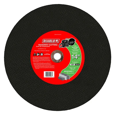 Diablo DBD140125G01C Cut-Off Disc, 14 in Dia, 1/8 in Thick, 20 mm Arbor, Aluminum Oxide Abrasive