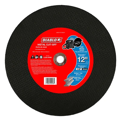 Metal Cut-Off Discs, 12 x 1/8-In. x 20mm
