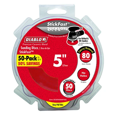 Diablo DCD050080P50G StickFast 5 in. Ceramic Blend Sanding Disc, 80 Grit, 50 pk