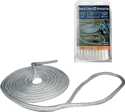 34900 Pre-spliced Double Braided Dock Line, 3/8 In. X 15 Ft., White