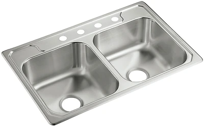 Middleton 14708-4-na Stainless Steel Double Bowl Kitchen Sink, 33 In X 22 In