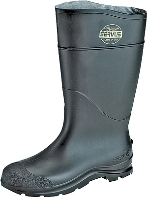 18822-6 16 Inch Black Pvc Knee Boots, Size 6, Plain Toe