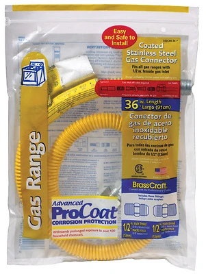 Procoat 1/2 In. Mip X 1/2 In. Mip X 36 In. Stainless Steel Gas Connector