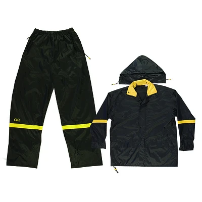 R1032x 3-piece Black/yellow Nylon Rain Suit, 2xl With Detachable Hood