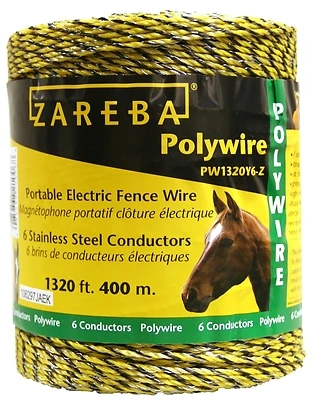Zareba PW1320Y6-Z Polywire, Stainless Steel Conductor, Yellow, 1320 Ft