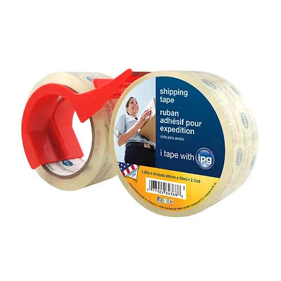 IPG 4368 Shipping Tape, 54.6 yd L, 1.88 in W, Polypropylene Backing, Clear