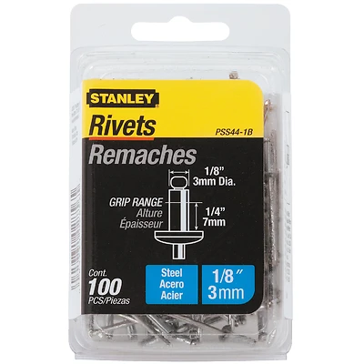 Pss44-1b 1/8" X 1/4" Steel Blind Rivets, High-strength, 100 Pk