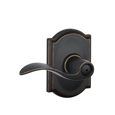 F40vacc716cam Privacy Lever Lockset, Aged Bronze, Mechanical Bed/bath Door Handle