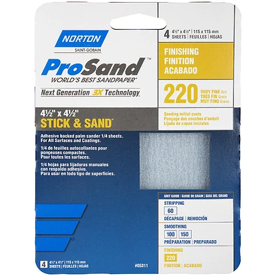 Norton ProSand 07660705311 Sanding Sheet, 4-1/2 In., 220 Grit