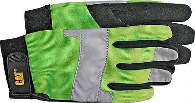 High-visibility Utility Gloves Cat012214l, Large, Synthetic Leather, Black/fluorescent Green