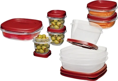 Rubbermaid 1777170 Easy Find Lid Food Storage Containers, 18 Count, Chili Red