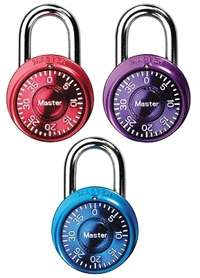 1533tri Padlock, 3/16 In Dia Shackle, 11/16 In H, 3 Pack Assorted