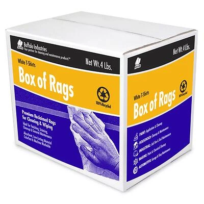 10520 Recycled White Cloth Wiping Rags - 4 Lb Box