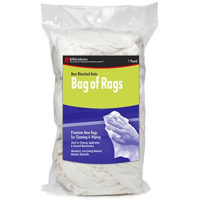 60200 Professional-grade Bleached Knit Wiping Rags - 1 Lb Bag