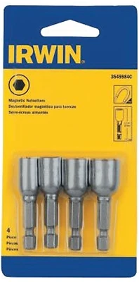3545984c 4-piece Magnetic Nutsetter Set, Lobular Design, Steel Construction