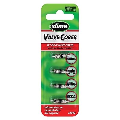 Slime 22042 Metal Tire Valve Cores, 4 Pack, Short