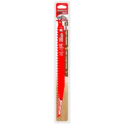 Diablo DS1203CP3 Reciprocating Saw Blade, 1 in W, 12 in L, 3 TPI, Carbide Cutting Edge