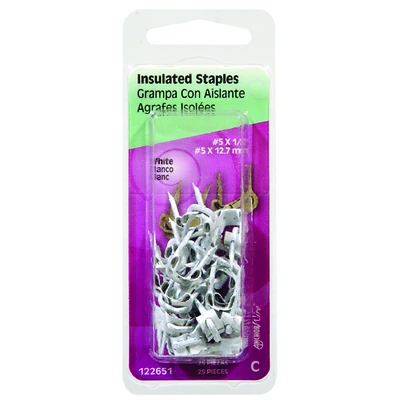 Hillman 122651 Insulated Staples, #5 x 1/2 In., Steel, 25-Pack