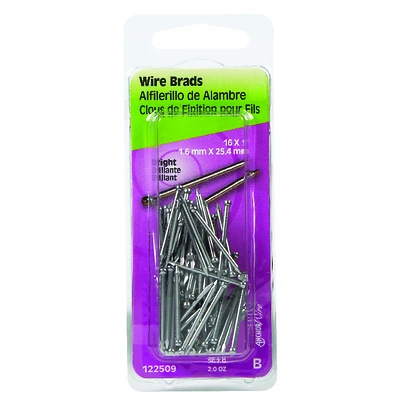 Hillman 122509 Wire Brads, Bright, 1-In. x 16 Gauge, 2-oz.