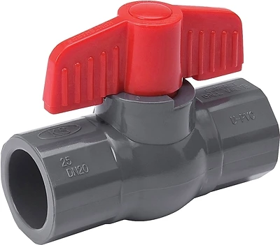 Solvent Ball Valve, Gray PVC, 1-1/2 In.