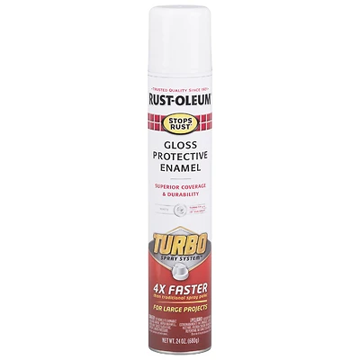 Rust-Oleum 334133 Stops Rust Turbo Spray Paint, Gloss White, 24 Oz