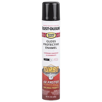 Rust-Oleum 334128 Stops Rust Turbo Spray Paint, Gloss Black, 24 oz