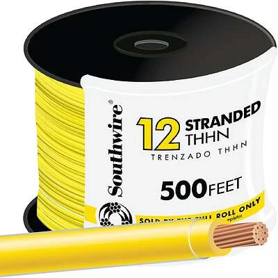 500 Ft. 12 Awg Stranded Yellow Thhn Electrical Wire - Ul Listed