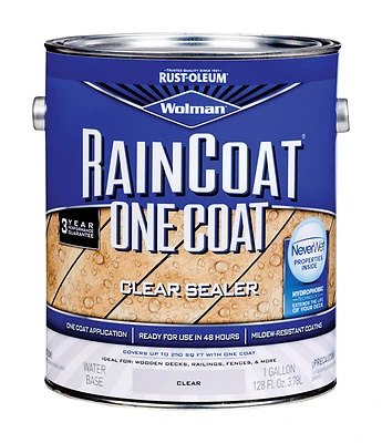 Wolman RainCoat 288339 1-Coat Transparent Exterior Wood Sealer, Clear, 1 Gallon