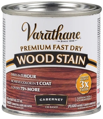 Varathane 262035 Fast Dry Interior Wood Stain, Oil-Based, Cabernet, 1/2-Pt.
