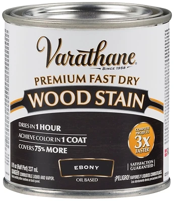 Varathane 269400 Fast Dry Interior Wood Stain, Oil-Based, Ebony, 1/2 Pt.