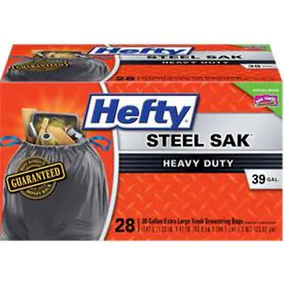 Hefty 28-Count 39-Gallon  Black /Outdoor Construction Plastic Trash Bag