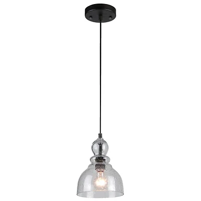 Fiona Indoor Mini Pendant Light Fixture, Oil Rubbed Bronze, Glass Shade