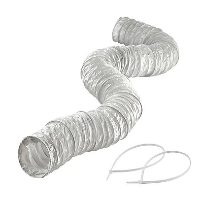 1303 Flexible Vinyl Vent Hose, 4 In Id, 8 Ft Length With Clamps