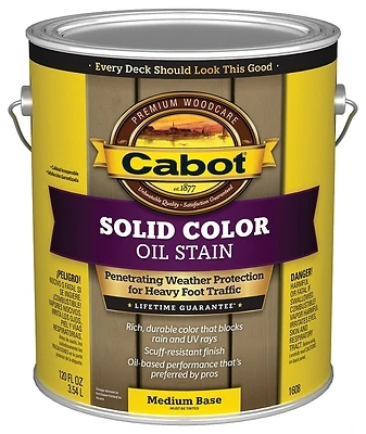 Cabot 1608-07 Solid Color Decking Oil Stain, Medium Base, 1 Gallon