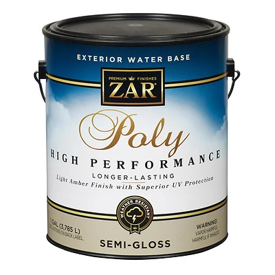 Semi-gloss Clear Exterior Polyurethane, 1 Gal, Model 34213, Water-based, Light Amber