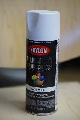 Krylon K02753007 Fusion All-In-One Spray Paint + Primer, Satin White, 12 Oz
