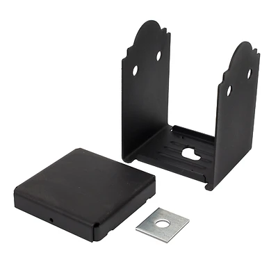 Outdoor Accents Post Base, ZMAX Coating, Galvanized Steel, Black, 6 x 6 In.