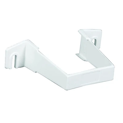 Downspout Clip, Square, Vinyl, White, 2-In.