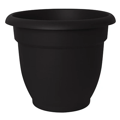 Ariana Planter, Bell Shape, Black Plastic, 12 In.