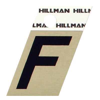 Adhesive Angle-Cut House Address Letter F, Black and Gold Vinyl, 1.5-In.