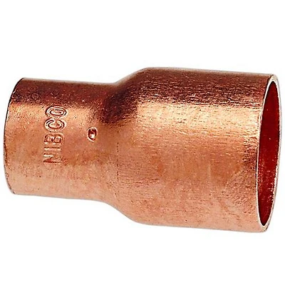 Copper Pipe Reducer Coupling With Stop, 1-1/2 x 3/4 In. CxC