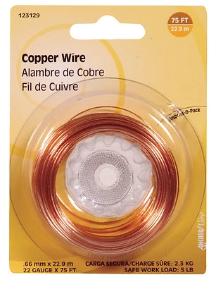 Hillman 123129 Copper Hobby Wire, 22-Gauge, 75-Ft.