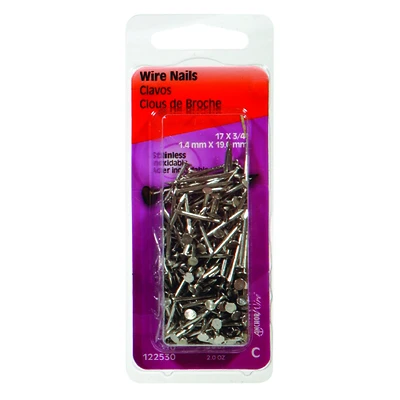 Hillman 122530 Wire Nails, Stainless Steel, 3/4 In., 17 Gauge, 2 Oz.