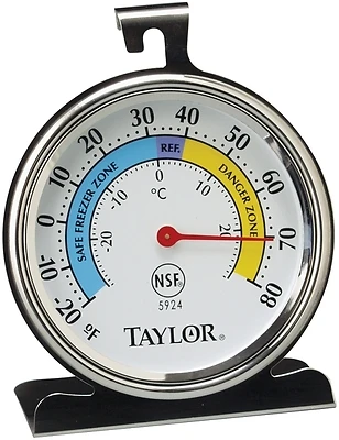 Taylor 5924 Refrigerator/Freezer Thermometer, Dial, Round, 3-In.