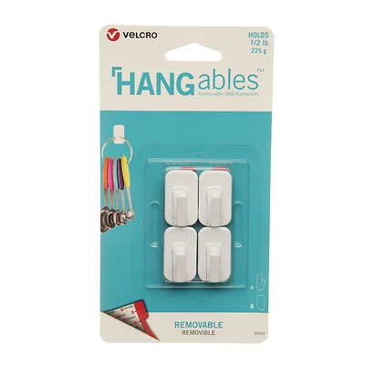 VELCRO Brand HANGables VEL-30102-USA Removable Wall Hook, 0.5 lb, 4 -Hook, Plastic, White