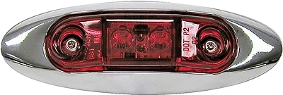 V168xr Rectangle 16v Red Clearance Light With Chrome Bezel