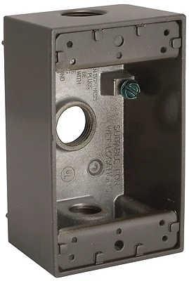 Bell 5320-2 Aluminum Weatherproof Outdoor Outlet Box, 3-Outlet, Bronze